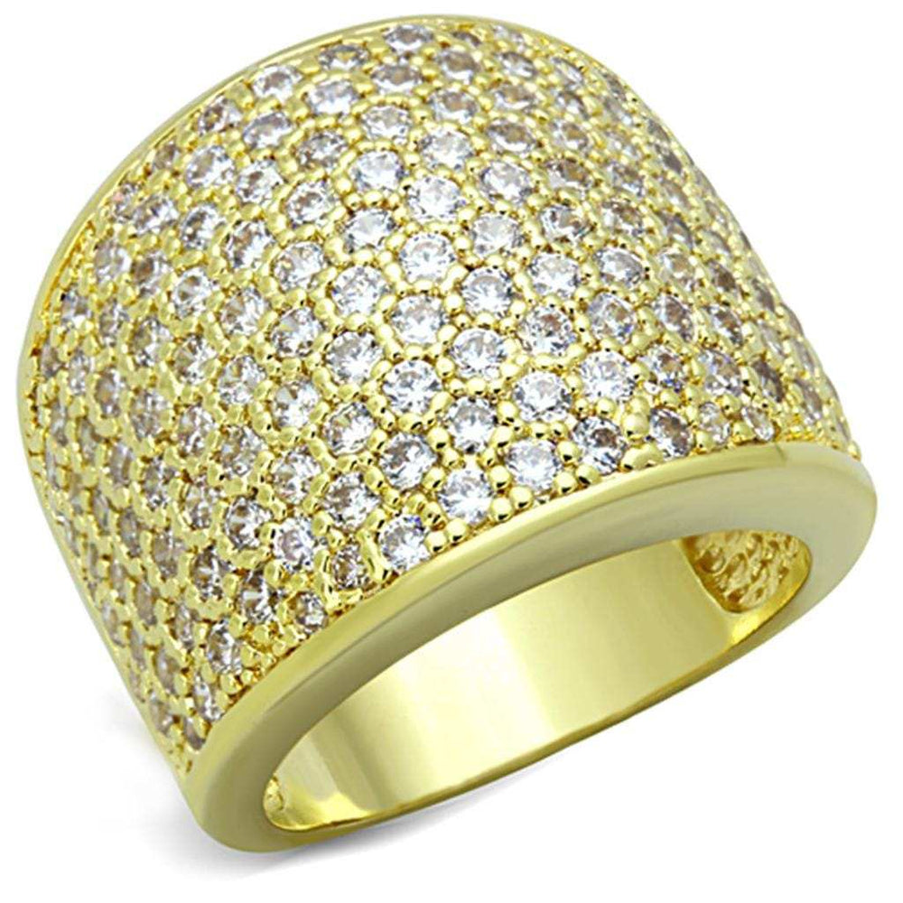 LO3284 - Gold Brass Ring with AAA Grade CZ in Clear - Alamode - Flyclothing LLC