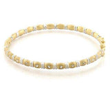 LO331 - Matte Gold & Rhodium Brass Bangle with Top Grade Crystal in Clear - Alamode - Flyclothing LLC