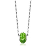LO3330 - High polished (no plating) Stainless Steel Necklace with Top Grade Crystal in Peridot - Alamode - Flyclothing LLC