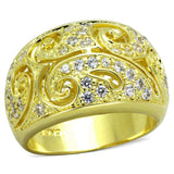 LO3342 - Gold Brass Ring with AAA Grade CZ in Clear - Alamode - Flyclothing LLC
