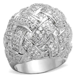 LO3352 - Rhodium Brass Ring with AAA Grade CZ in Clear - Alamode - Flyclothing LLC