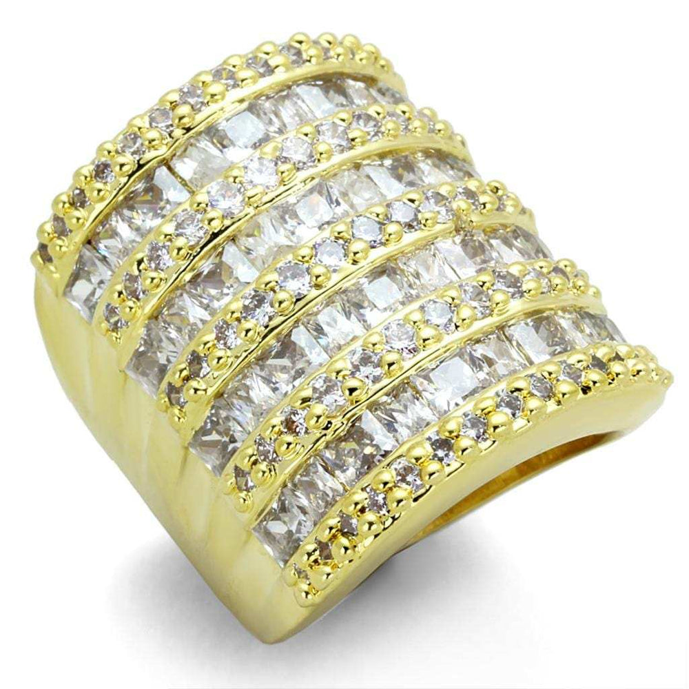 LO3359 - Gold Brass Ring with AAA Grade CZ in Clear - Alamode - Flyclothing LLC