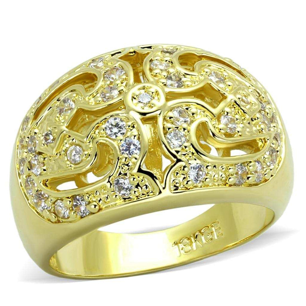 LO3361 - Gold Brass Ring with AAA Grade CZ in Clear - Alamode - Flyclothing LLC