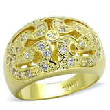LO3361 - Gold Brass Ring with AAA Grade CZ in Clear - Alamode - Flyclothing LLC