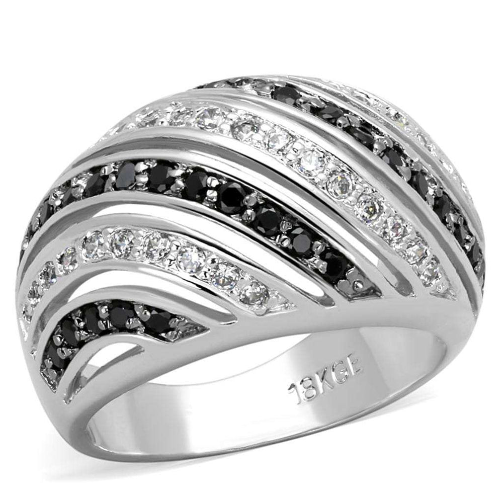 LO3399 - Rhodium + Ruthenium Brass Ring with AAA Grade CZ in Black Diamond - Alamode - Flyclothing LLC