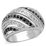 LO3399 - Rhodium + Ruthenium Brass Ring with AAA Grade CZ in Black Diamond - Alamode - Flyclothing LLC