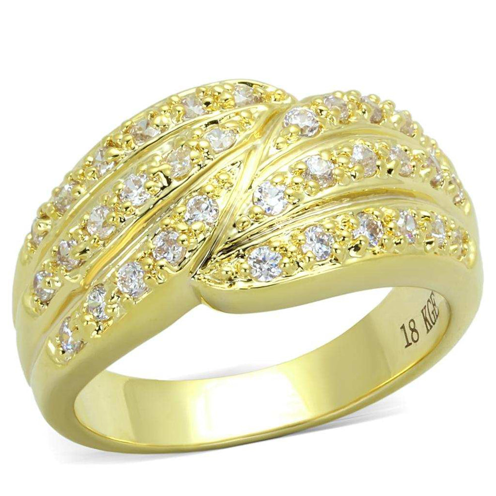 LO3402 - Gold Brass Ring with AAA Grade CZ in Clear - Alamode - Flyclothing LLC