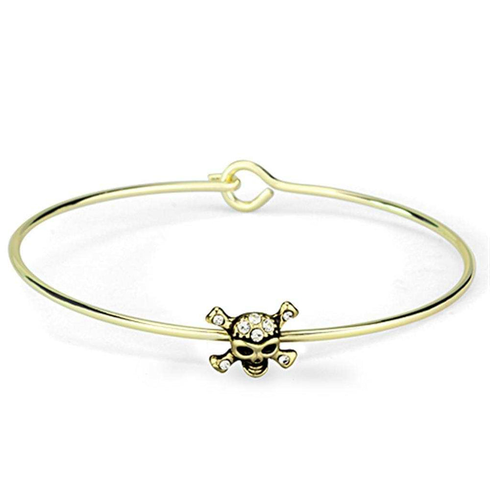 LO3443 - Flash Gold Brass Bangle with Top Grade Crystal in Clear - Alamode - Flyclothing LLC
