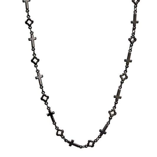 LO3454 - TIN Cobalt Black Brass Necklace with No Stone - Alamode - Flyclothing LLC