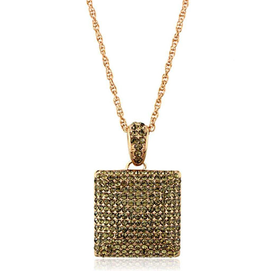 LO3472 - Rose Gold Brass Chain Pendant with Top Grade Crystal in Smoked Quartz - Alamode - Flyclothing LLC