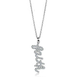 LO3488 - Rhodium Brass Chain Pendant with Top Grade Crystal in Clear - Alamode - Flyclothing LLC
