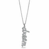 LO3489 - Rhodium Brass Chain Pendant with Top Grade Crystal in Clear - Alamode - Flyclothing LLC