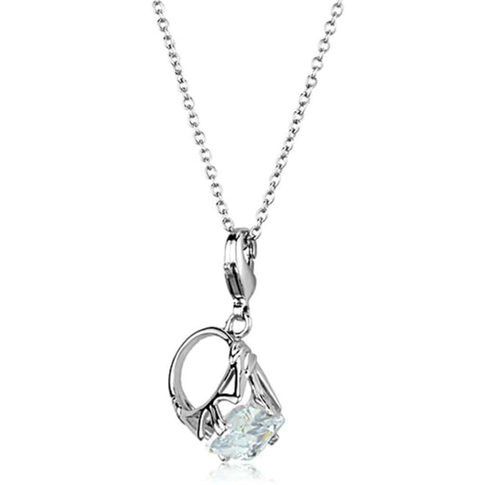 LO3491 - Rhodium Brass Pendant with AAA Grade CZ in Clear - Alamode - Flyclothing LLC