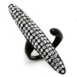 LO3510 - IP Black(Ion Plating) Stainless Steel Ring with Top Grade Crystal in Clear - Alamode - Flyclothing LLC