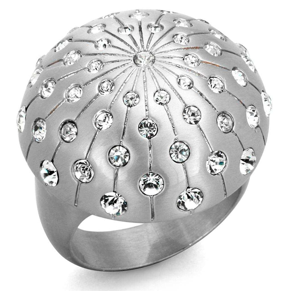 LO3515 - Rhodium+Brushed Brass Ring with Top Grade Crystal in Clear - Alamode - Flyclothing LLC