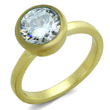 LO3538 - Gold & Brush Brass Ring with AAA Grade CZ in Clear - Alamode - Flyclothing LLC