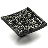 LO3589 - TIN Cobalt Black Brass Ring with Top Grade Crystal in Light Gray - Alamode - Flyclothing LLC