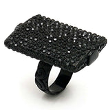 LO3590 - TIN Cobalt Black Brass Ring with Top Grade Crystal in Hematite - Alamode - Flyclothing LLC