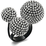 LO3591 - TIN Cobalt Black Brass Ring with Top Grade Crystal in Clear - Alamode - Flyclothing LLC