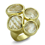 LO3599 - Gold & Brush Brass Ring with Synthetic Synthetic Rutile in Topaz - Alamode - Flyclothing LLC