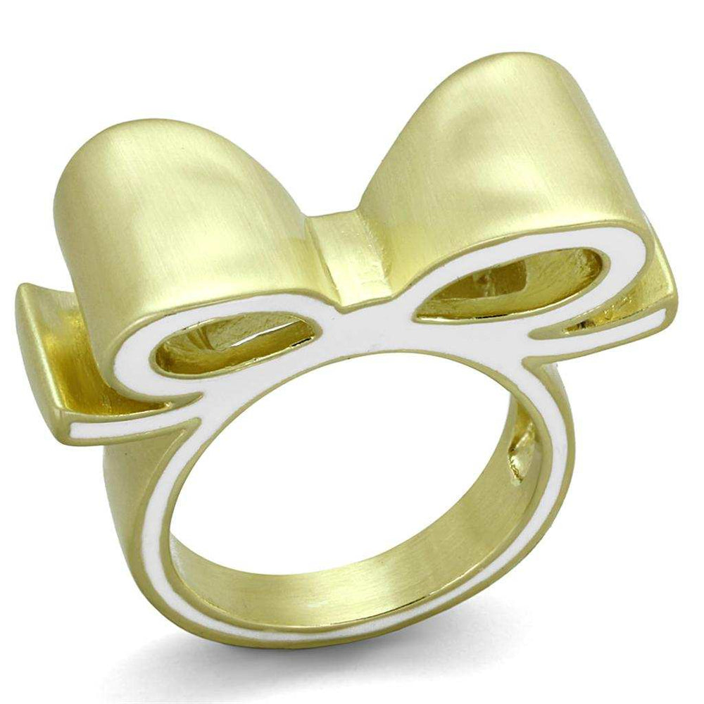 LO3600 - Gold & Brush Brass Ring with Epoxy in White - Alamode - Flyclothing LLC