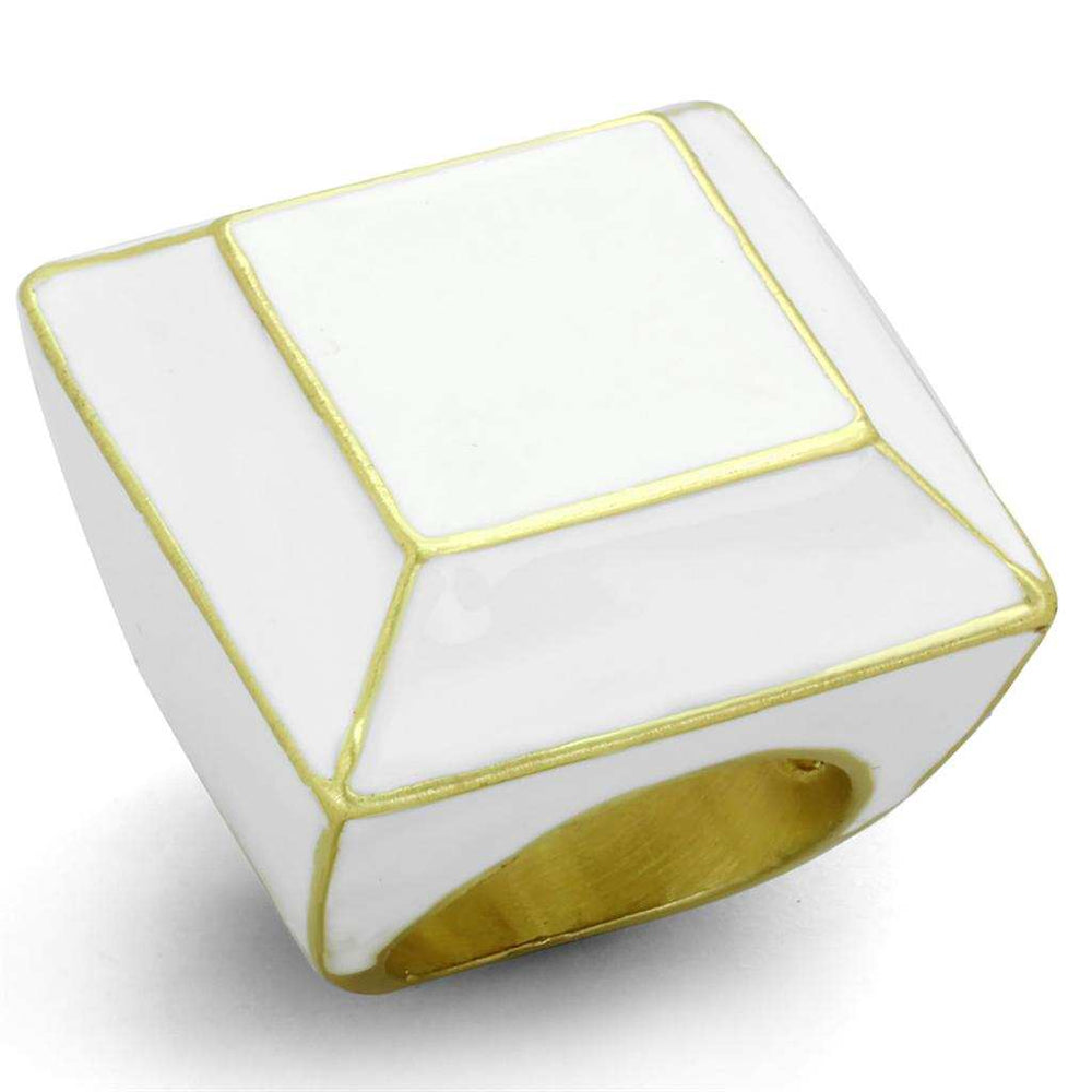 LO3604 - Gold & Brush Brass Ring with Epoxy in White - Alamode - Flyclothing LLC