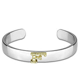 LO3616 - Reverse Two-Tone White Metal Bangle with Top Grade Crystal in Clear - Alamode - Flyclothing LLC