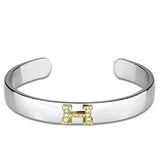 LO3618 - Reverse Two-Tone White Metal Bangle with Top Grade Crystal in Clear - Alamode - Flyclothing LLC