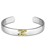 LO3621 - Reverse Two-Tone White Metal Bangle with Top Grade Crystal in Clear - Alamode - Flyclothing LLC