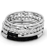 LO3640 - High polished (no plating) Stainless Steel Bangle with AAA Grade CZ in Clear - Alamode - Flyclothing LLC