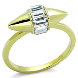 LO3657 - Gold Brass Ring with Top Grade Crystal in Clear - Alamode - Flyclothing LLC