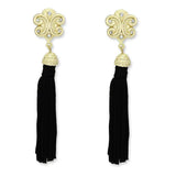 LO3677 - Gold & Brush Brass Earrings with Top Grade Crystal in Clear - Alamode - Flyclothing LLC