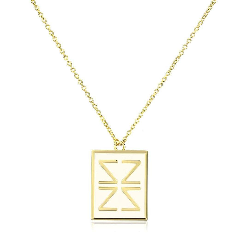 LO3684 - Gold Brass Chain Pendant with Epoxy in White - Alamode - Flyclothing LLC