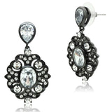 LO3687 - Ruthenium Brass Earrings with AAA Grade CZ in Clear - Alamode - Flyclothing LLC