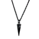LO3709 - TIN Cobalt Black Brass Chain Pendant with Top Grade Crystal in Hematite - Alamode - Flyclothing LLC