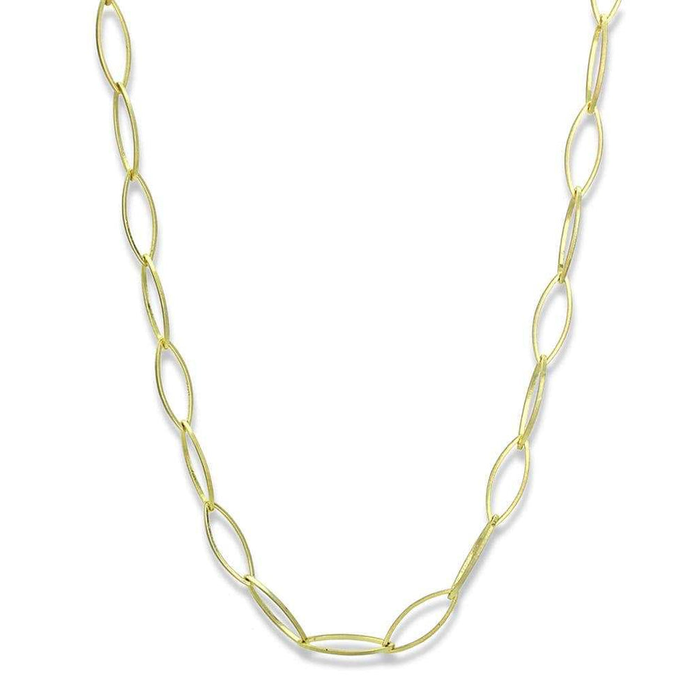 LO3721 - Gold & Brush Brass Necklace with No Stone - Alamode - Flyclothing LLC