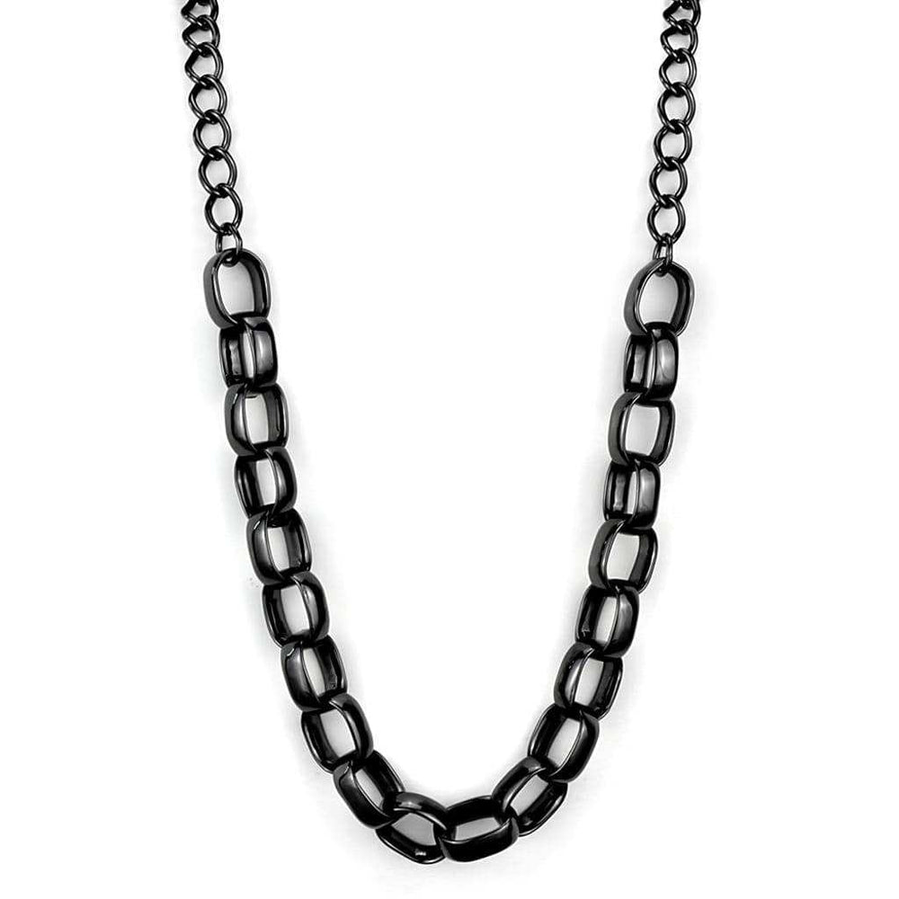 LO3723 - TIN Cobalt Black Brass Necklace with No Stone - Alamode - Flyclothing LLC