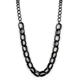 LO3723 - TIN Cobalt Black Brass Necklace with No Stone - Alamode - Flyclothing LLC