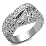 LO3741 - Rhodium Brass Ring with AAA Grade CZ in Clear - Alamode - Flyclothing LLC