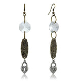LO3801 - Gold+Antique Silver White Metal Earrings with Synthetic Synthetic Glass in Clear - Alamode - Flyclothing LLC