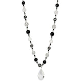 LO3817 - Antique Silver White Metal Necklace with Synthetic Synthetic Glass in Clear - Alamode - Flyclothing LLC