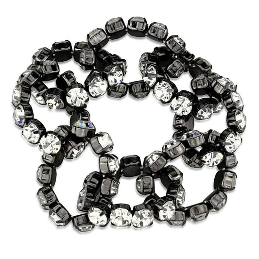 LO3831 - Ruthenium Brass Bracelet with Top Grade Crystal in Clear - Alamode - Flyclothing LLC