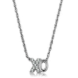 LO3845 - Rhodium Brass Necklace with Top Grade Crystal in Clear - Alamode - Flyclothing LLC