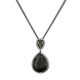 LO3847 - TIN Cobalt Black Brass Chain Pendant with Synthetic Synthetic Glass in Black Diamond - Alamode - Flyclothing LLC
