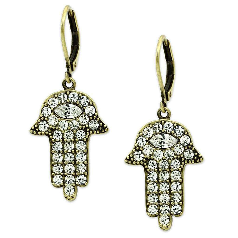 LO3853 - Antique Copper Brass Earrings with Top Grade Crystal in Clear - Alamode - Flyclothing LLC