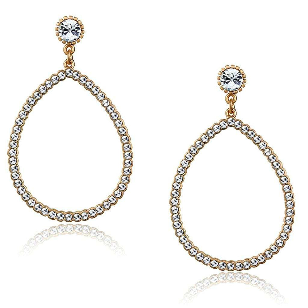 LO3855 - Rose Gold Brass Earrings with Top Grade Crystal in Clear - Alamode - Flyclothing LLC