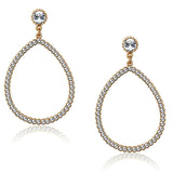 LO3855 - Rose Gold Brass Earrings with Top Grade Crystal in Clear - Alamode - Flyclothing LLC
