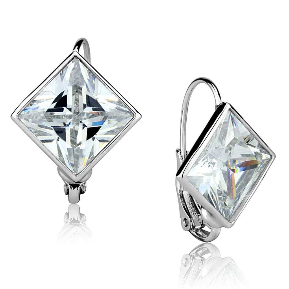 LO3868 - Rhodium Brass Earrings with AAA Grade CZ in Clear - Alamode - Flyclothing LLC