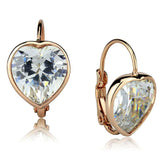 LO3872 - Rose Gold Brass Earrings with AAA Grade CZ in Clear - Alamode - Flyclothing LLC