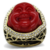LO3883 - Antique Copper Brass Ring with Synthetic Synthetic Stone in Siam - Alamode - Flyclothing LLC